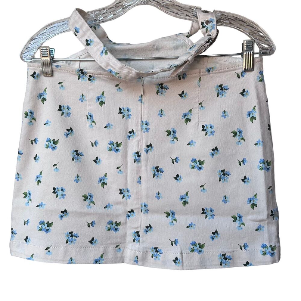 weworewhat cut out mini skirt watercolor ditsy zr5 ivory with blue floral small - Picture 8 of 13